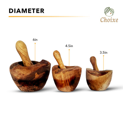 Olive Wood Rustic Mortar and Pestle